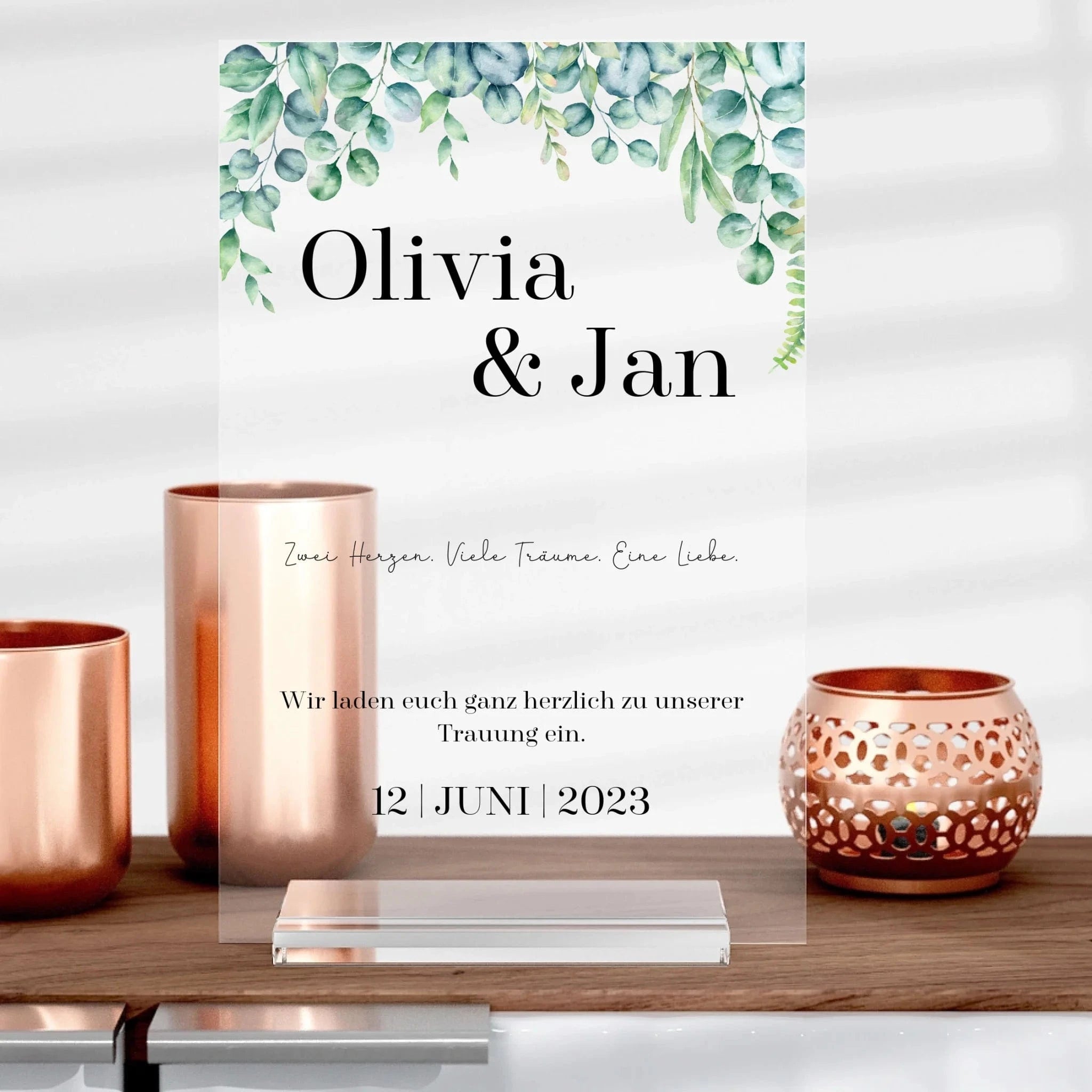 Wedding Card aus Glas - Aufsteller von Schmidt Digitaldruck GmbH