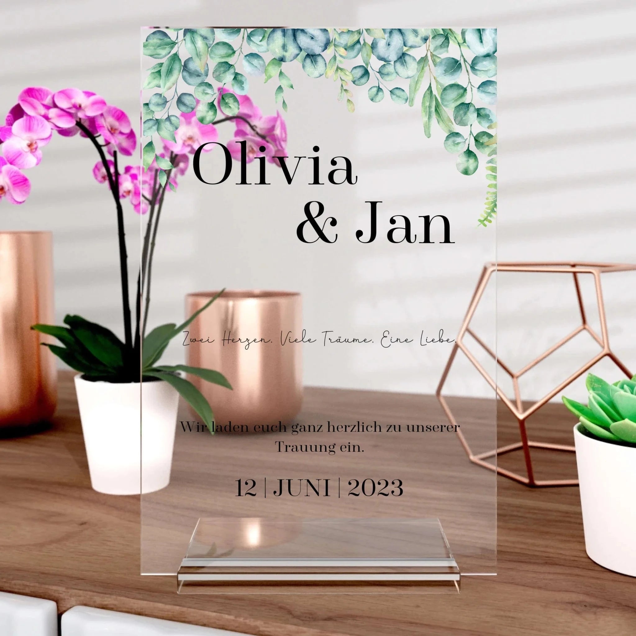 Wedding Card aus Glas - Aufsteller von Schmidt Digitaldruck GmbH