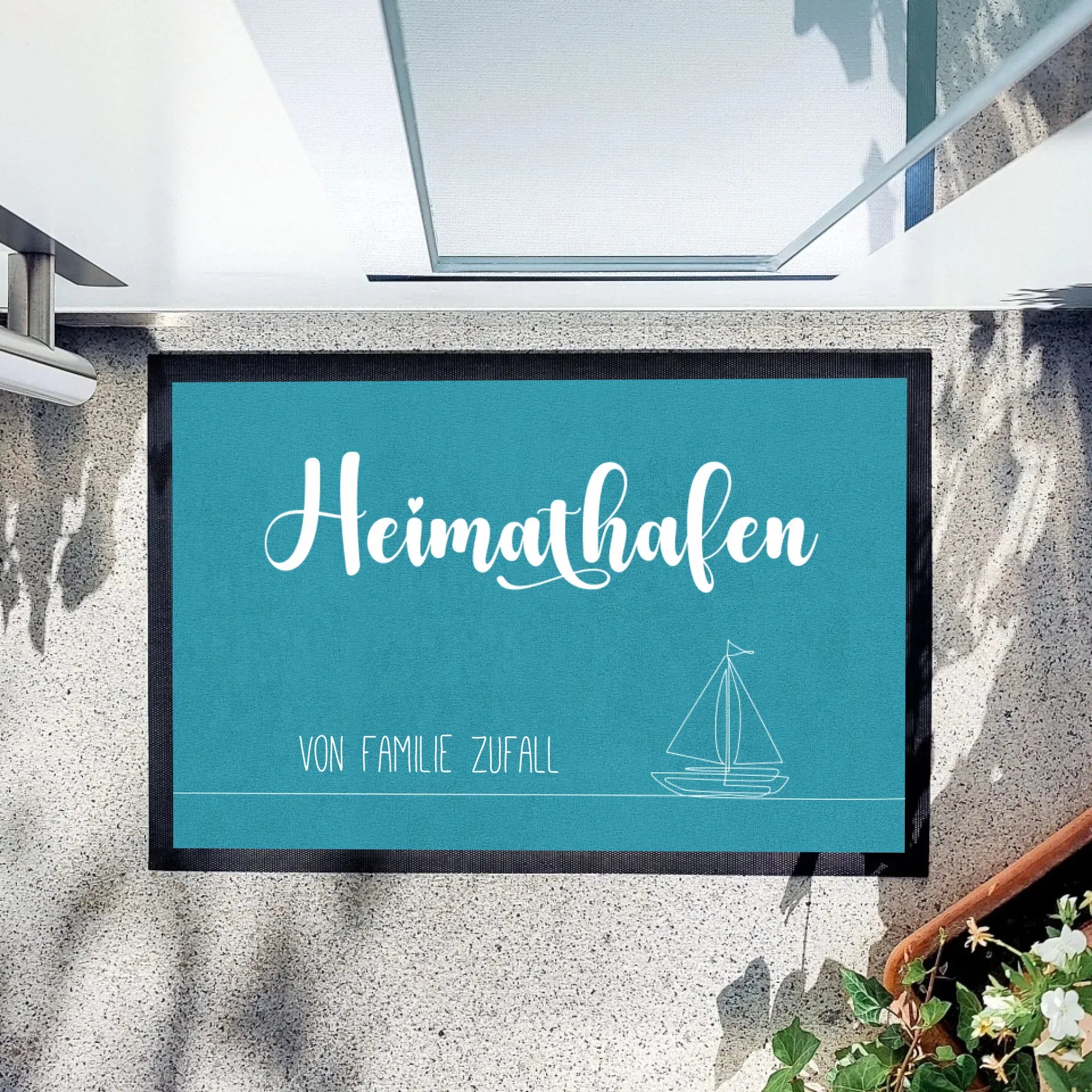 Fußmatte "Heimathafen" - Fußmatte Fußmatte "Gummirand" / weiß / 60 x 40 cm von Schmidt Digitaldruck GmbH