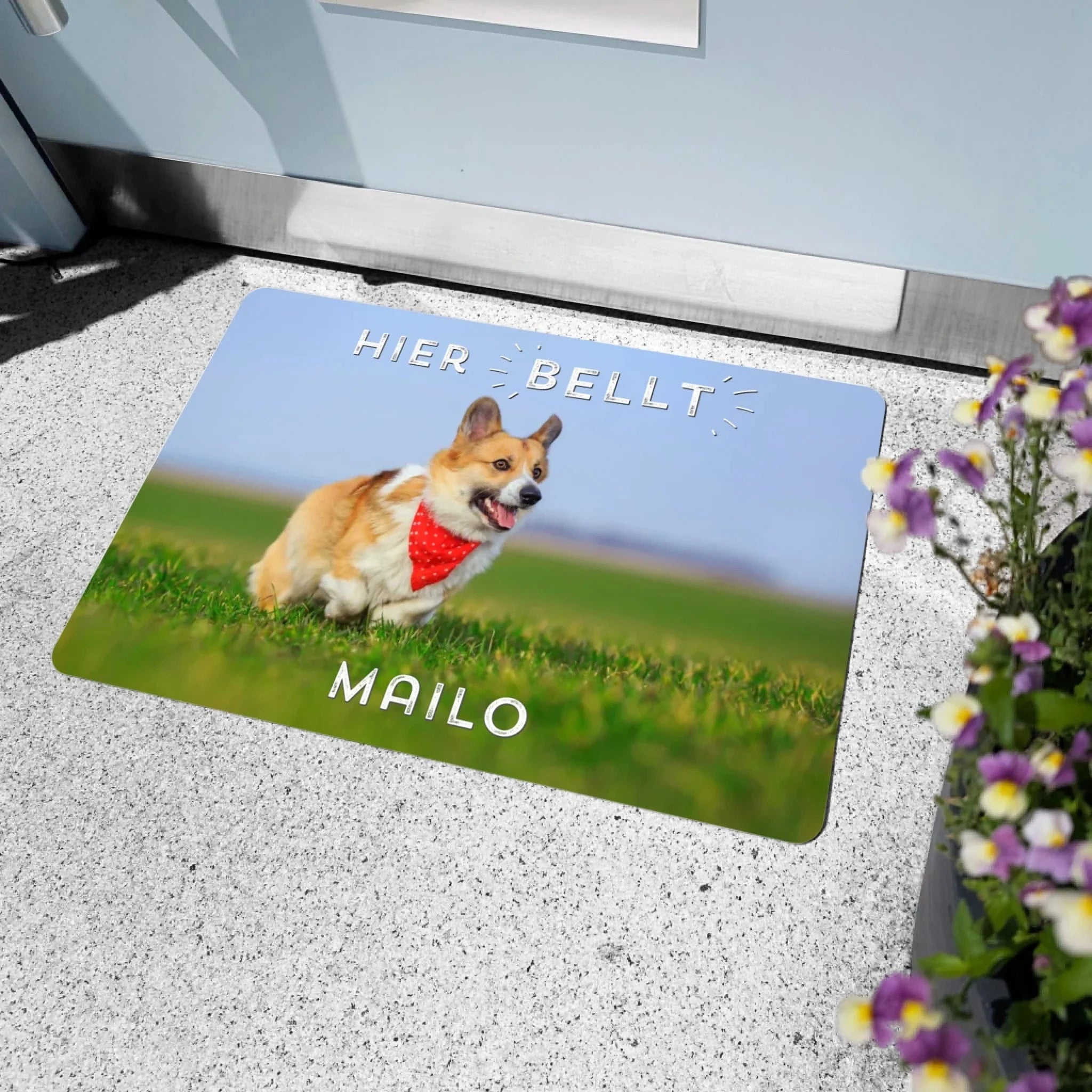 Fußmatte "Hier bellt..." - Fußmatte von Schmidt Digitaldruck GmbH