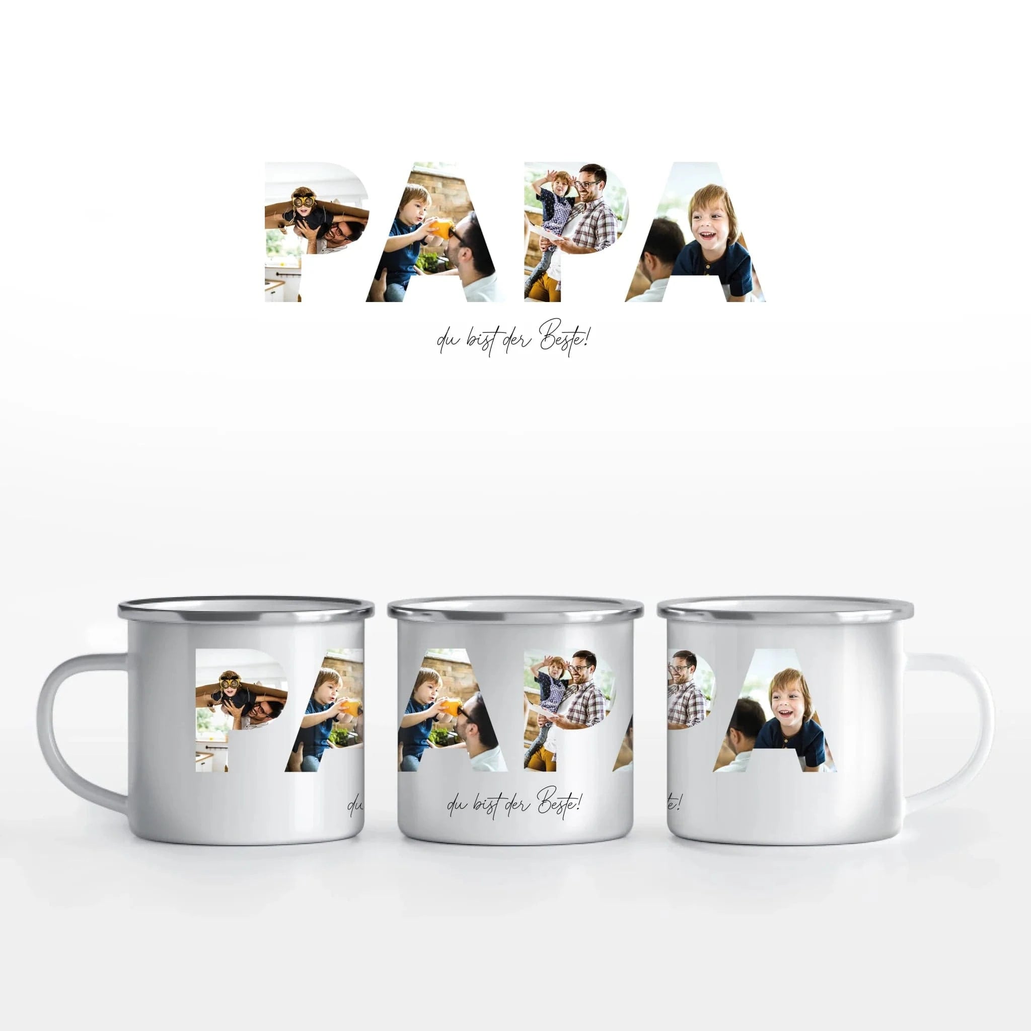Fototasse Papa - Tasse Emaille-Tasse / Weiß / 375 ml von Schmidt Digitaldruck GmbH