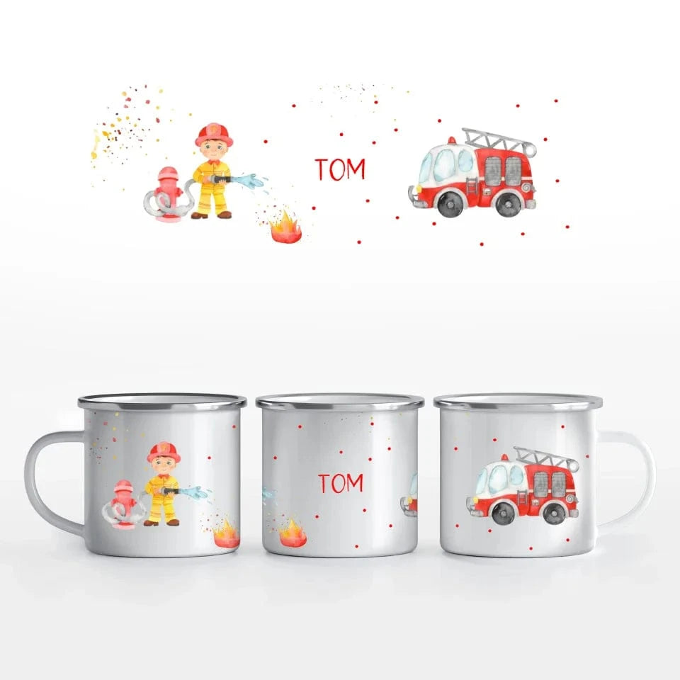 Motivtasse Feuerwehr - Tasse Emaille-Tasse / Weiß / 375 ml von Schmidt Digitaldruck GmbH