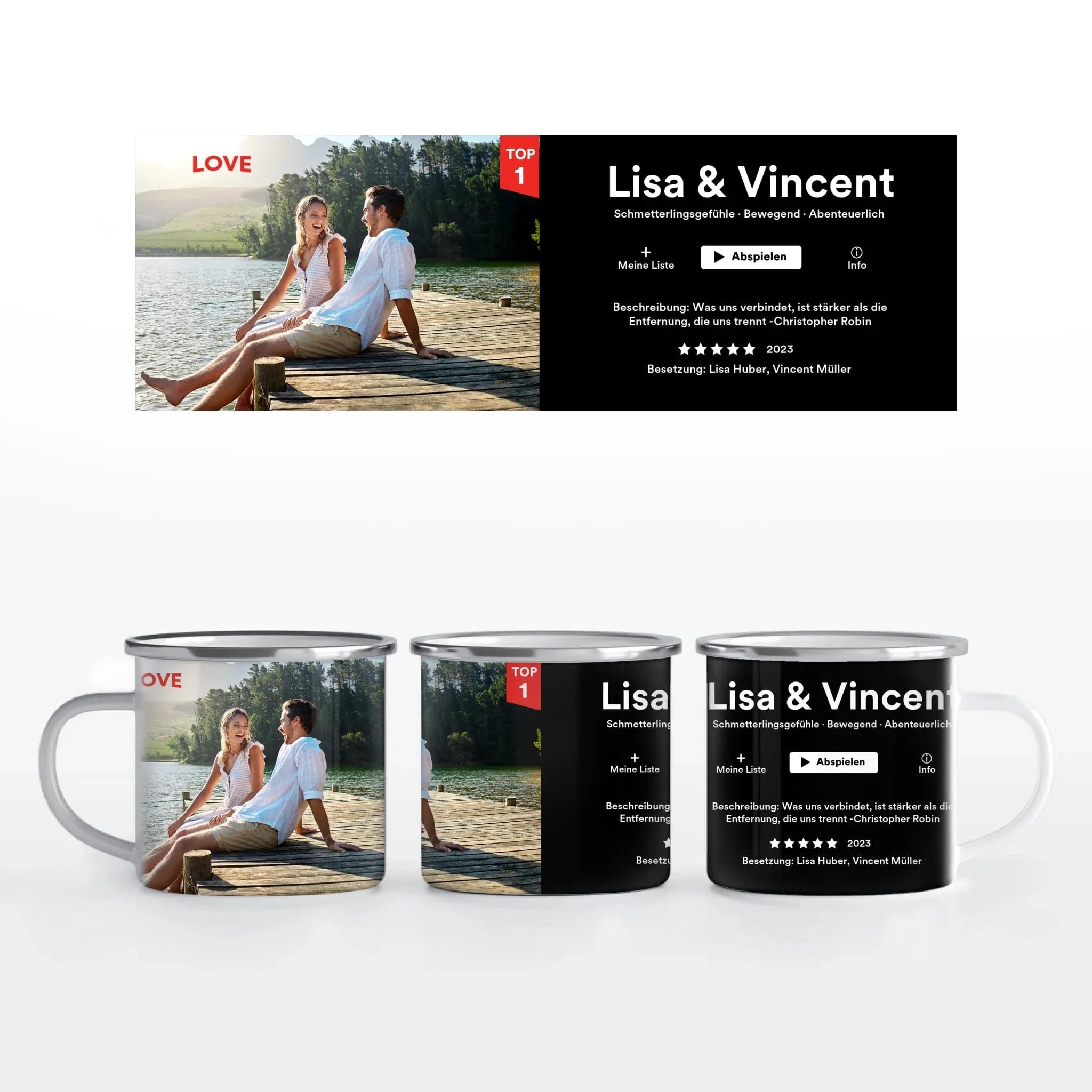 Motivtasse "Filmposter" - Tasse Emaille-Tasse / Weiß / 375 ml von Schmidt Digitaldruck GmbH