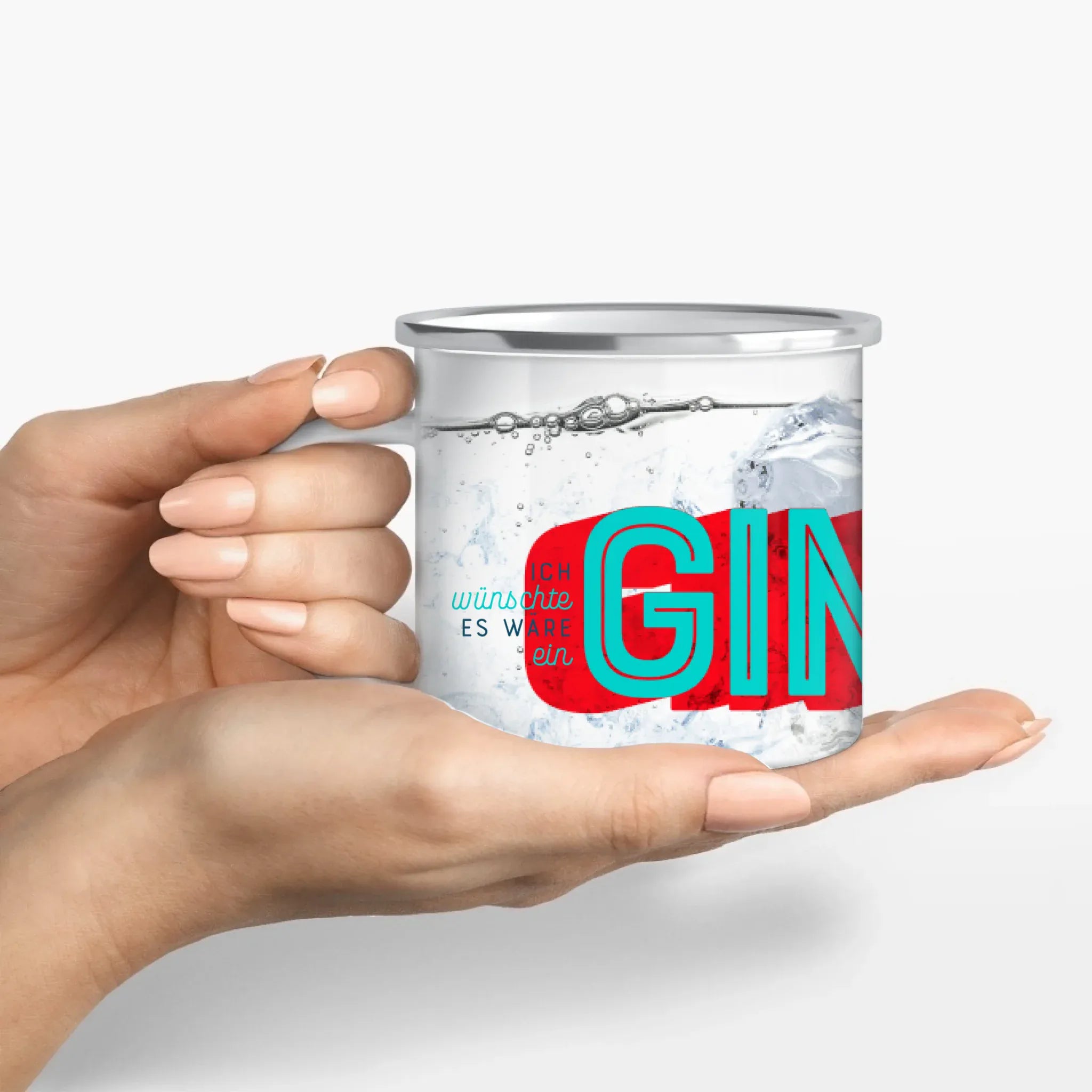 Motivtasse "GIN-Tonic" - Tasse Emaille-Tasse / Weiß / 375 ml von Schmidt Digitaldruck GmbH
