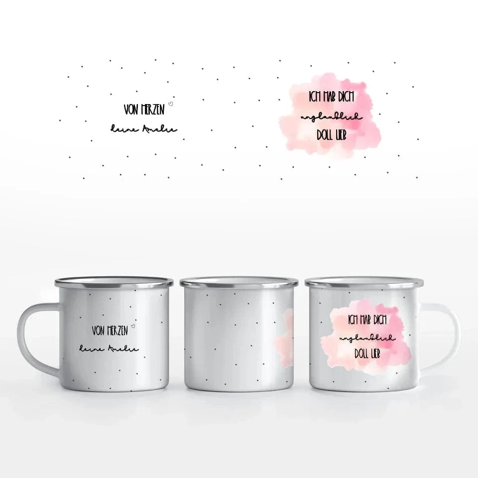 Motivtasse Muttertag "allerbeste Mama" - Tasse Emaille-Tasse / Weiß / 375 ml von Schmidt Digitaldruck GmbH