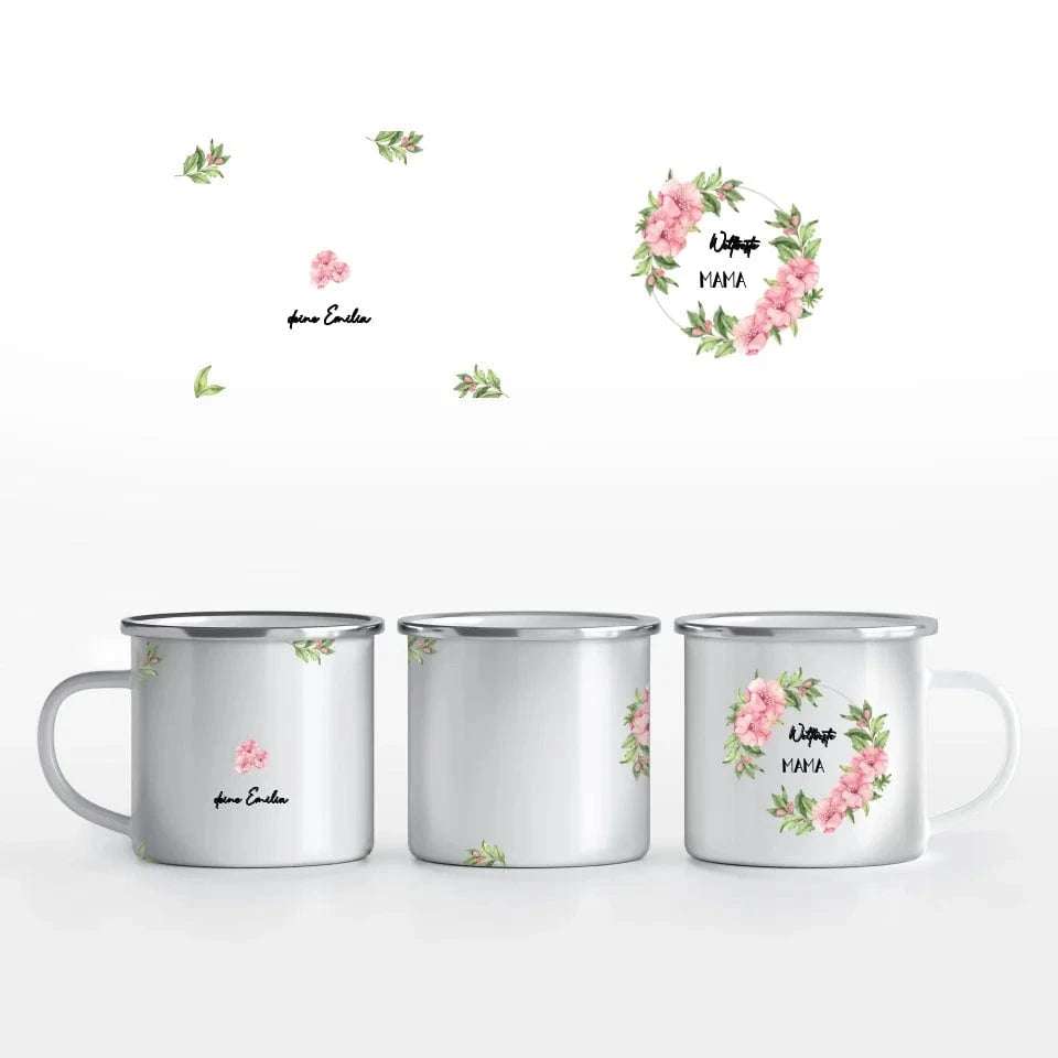 Motivtasse Muttertag "weltbeste Mama" - Tasse Emaille-Tasse / Weiß / 375 ml von Schmidt Digitaldruck GmbH