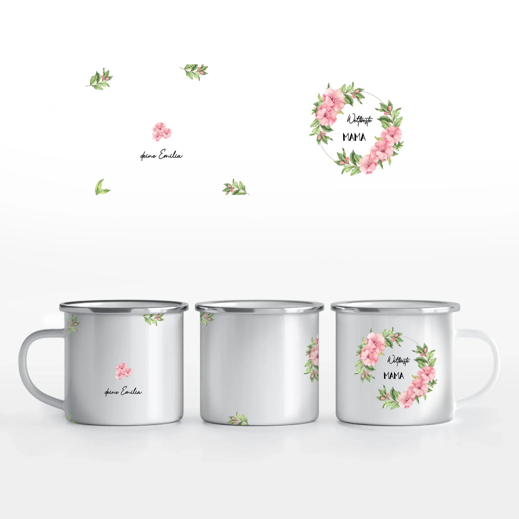 Motivtasse Muttertag "weltbeste Mama" - Tasse Emaille-Tasse / Weiß / 375 ml von Schmidt Digitaldruck GmbH