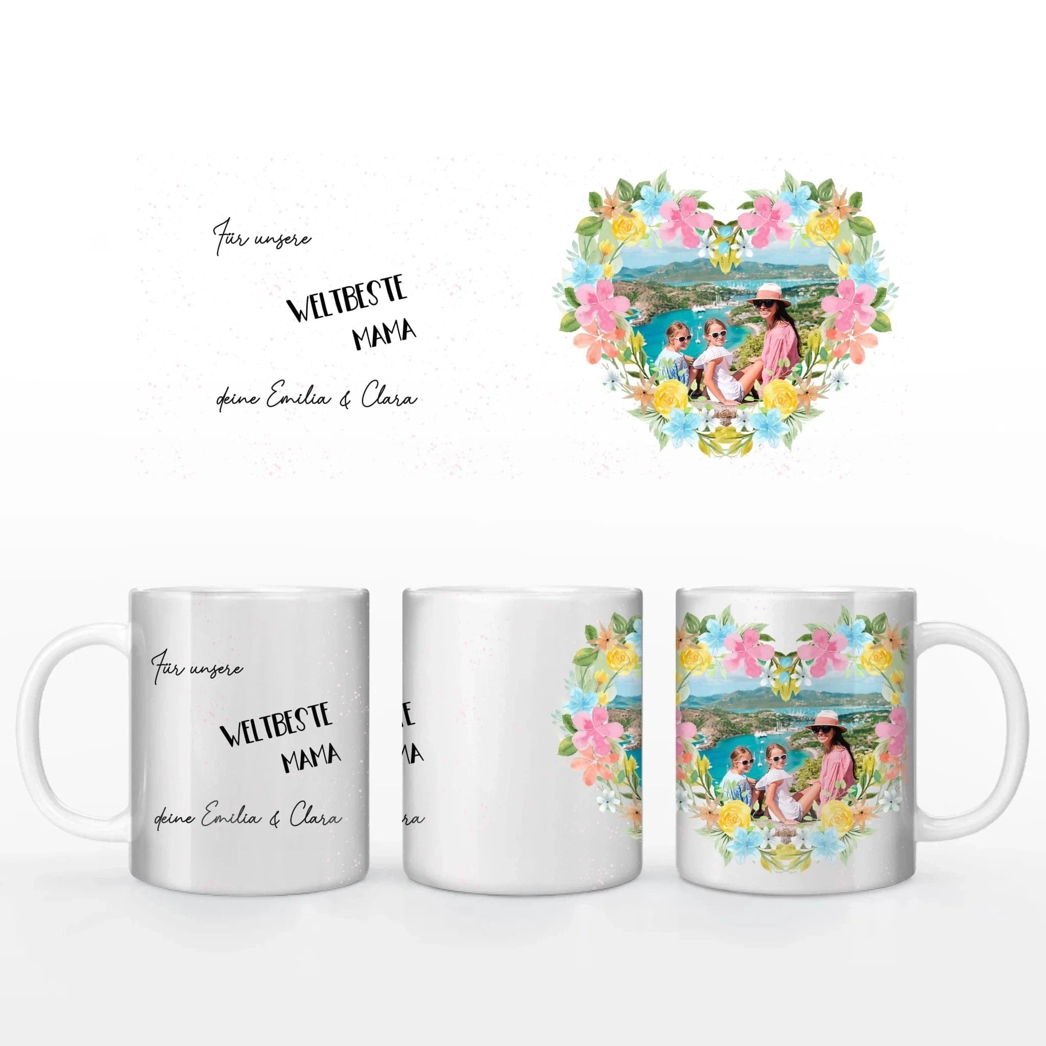 Fototasse Muttertag "Blümchen Herz" - Tasse Keramik-Tasse / Weiß / 330 ml von Schmidt Digitaldruck GmbH