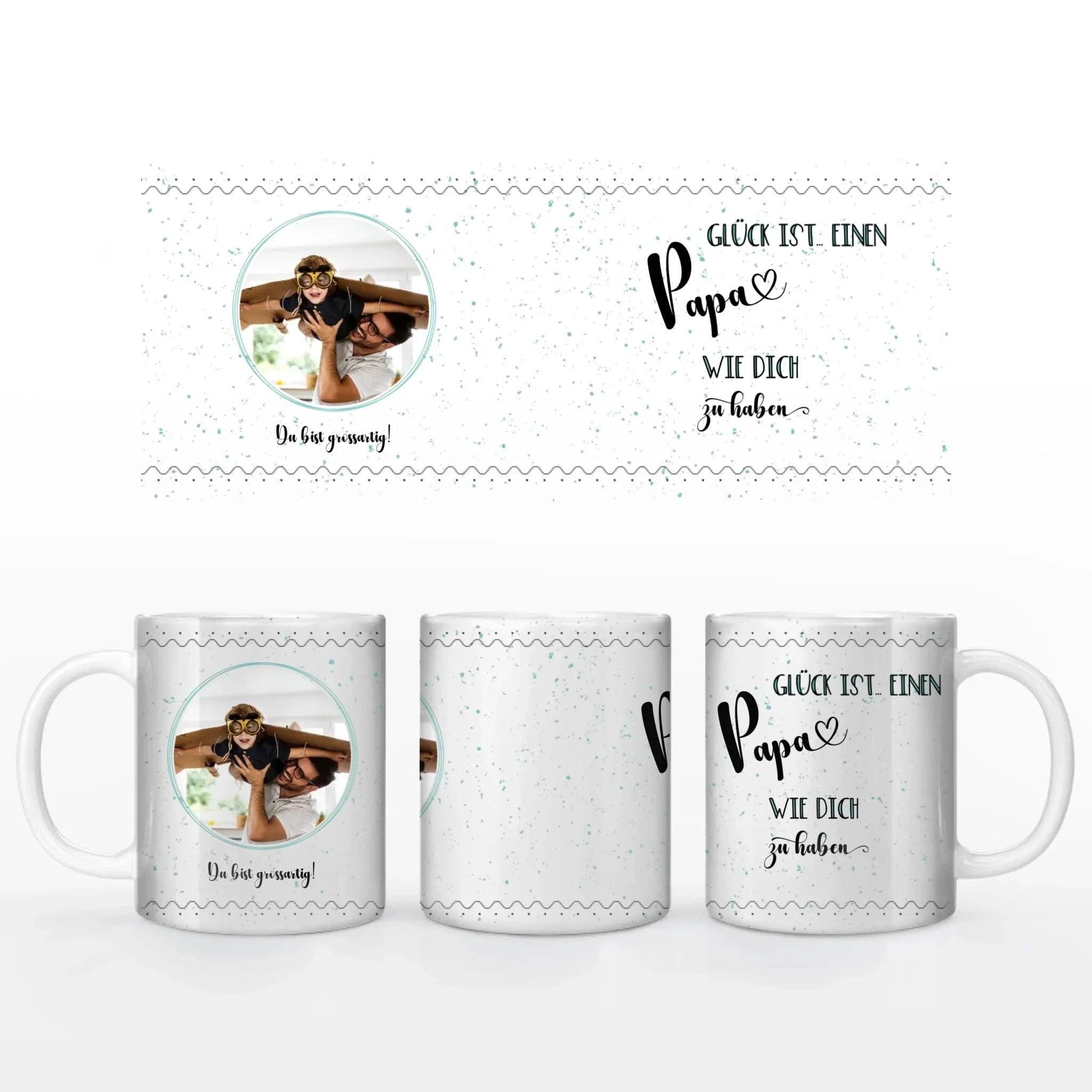 Motivtasse Vatertag "Glück" - Tasse Keramik-Tasse / Weiß / 330 ml von Schmidt Digitaldruck GmbH