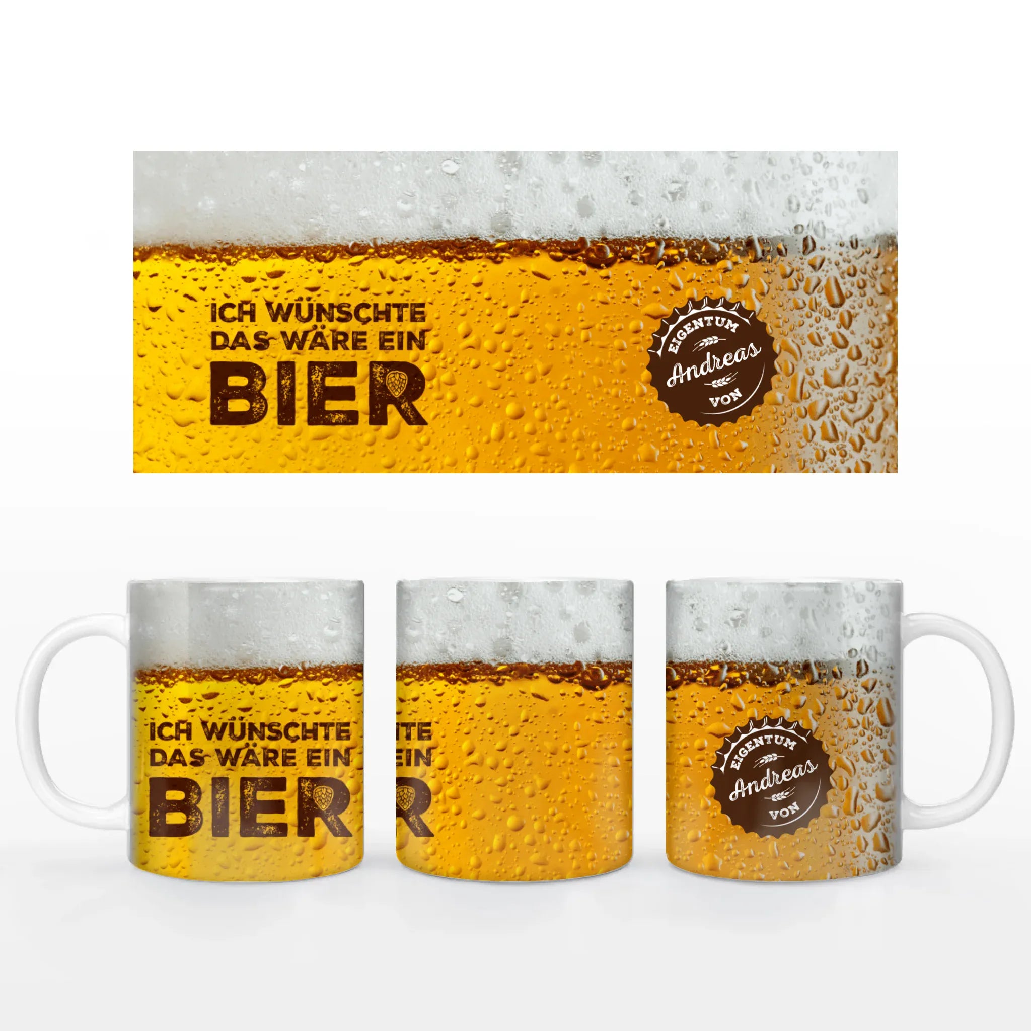 Motivtasse "Wunsch-Bier" - Tasse Keramik-Tasse / Weiß / 330 ml von Schmidt Digitaldruck GmbH
