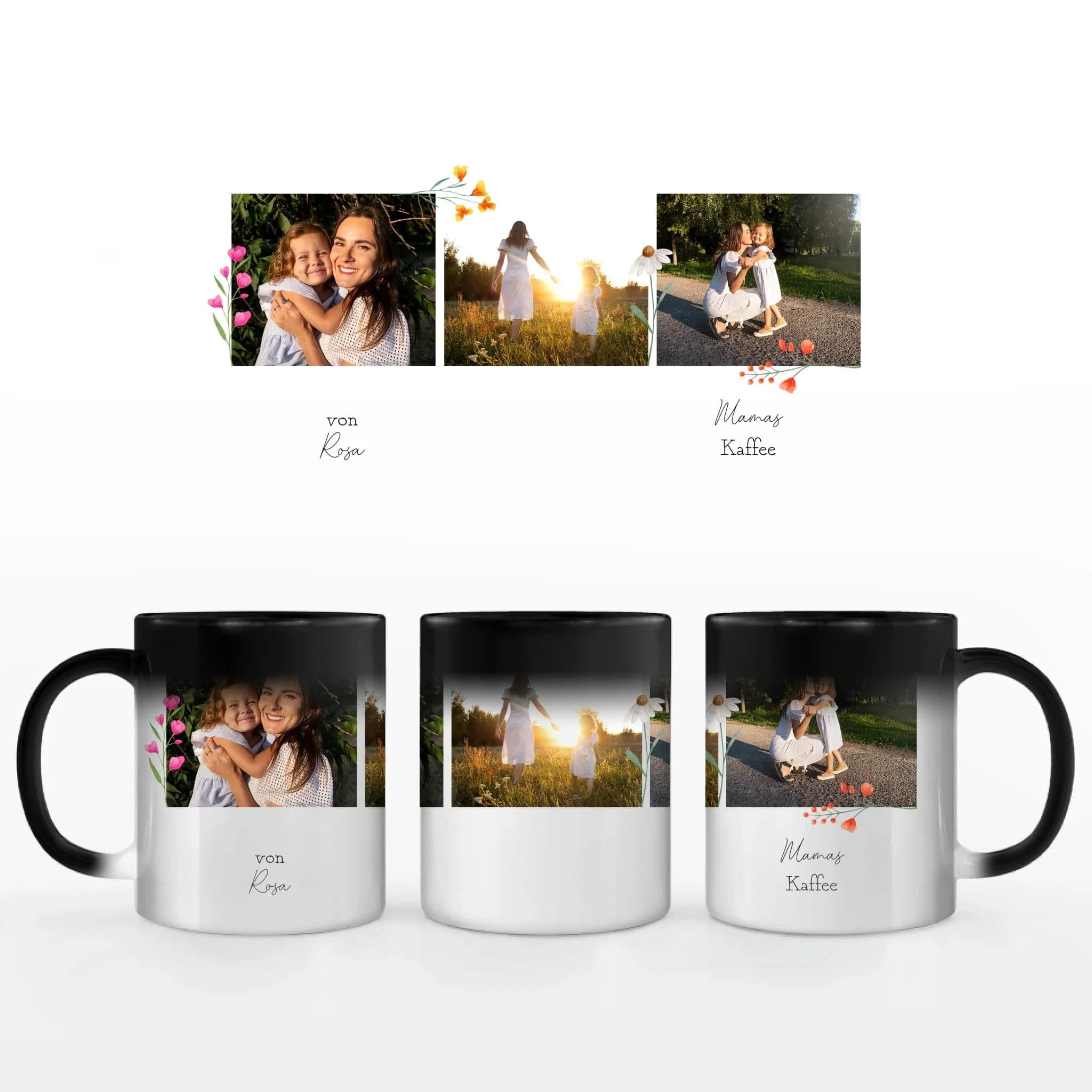 Fototasse Mama - Tasse Keramik-Zaubertasse / Schwarz / 330 ml von Schmidt Digitaldruck GmbH