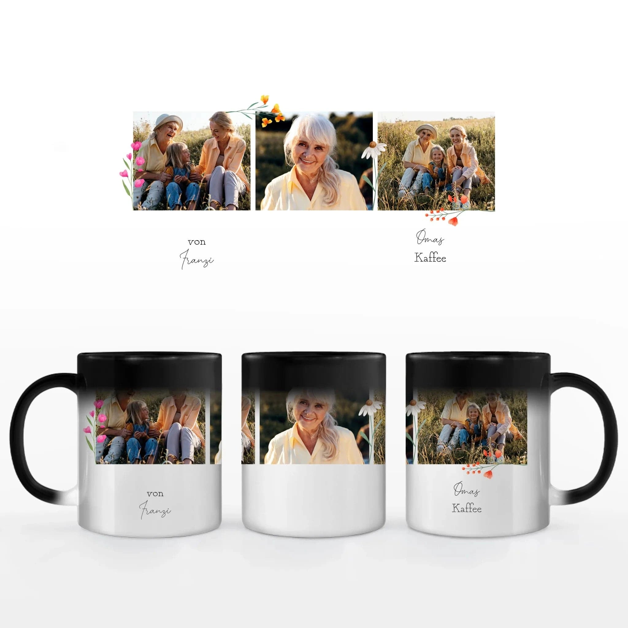 Fototasse Oma - Tasse Keramik-Zaubertasse / Schwarz / 330 ml von Schmidt Digitaldruck GmbH