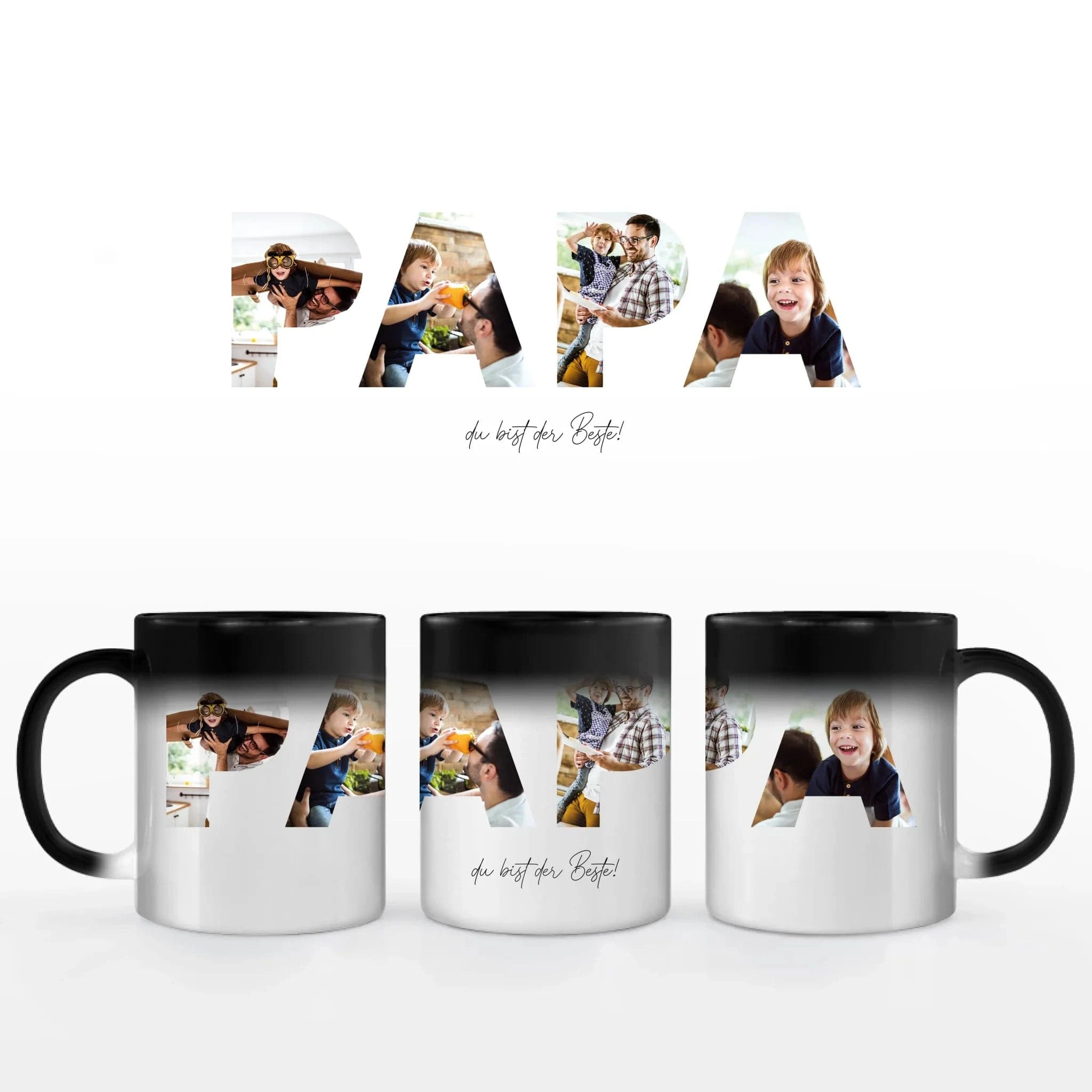 Fototasse Papa - Tasse Keramik-Zaubertasse / Schwarz / 330 ml von Schmidt Digitaldruck GmbH