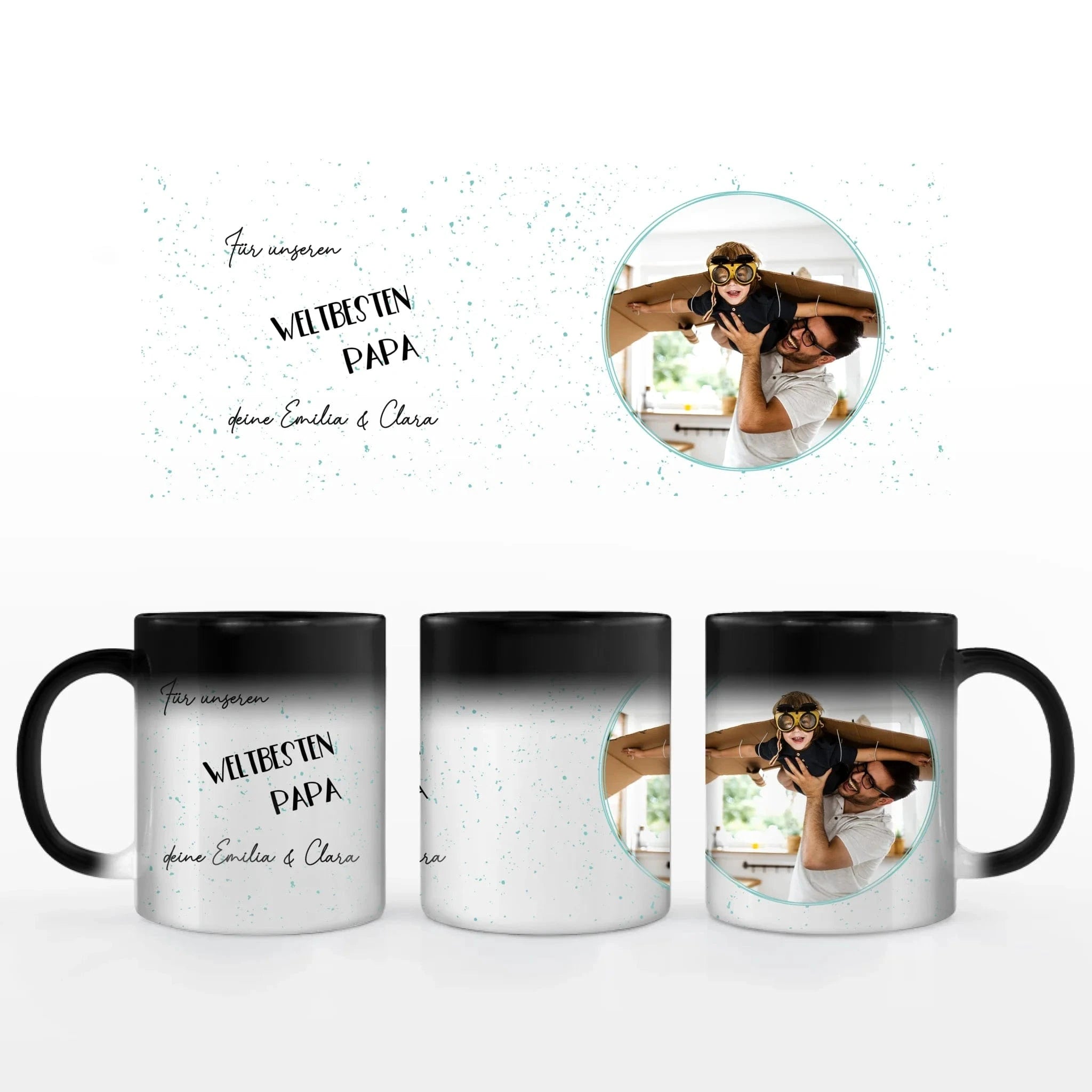 Fototasse Vatertag "weltbester Papa" - Tasse Keramik-Zaubertasse / Schwarz / 330 ml von Schmidt Digitaldruck GmbH