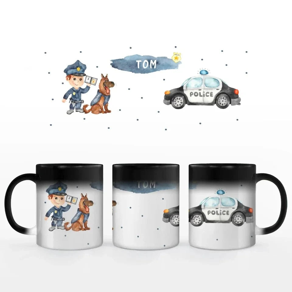 Motivtasse Polizei - Tasse Keramik-Zaubertasse / Schwarz / 330 ml von Schmidt Digitaldruck GmbH