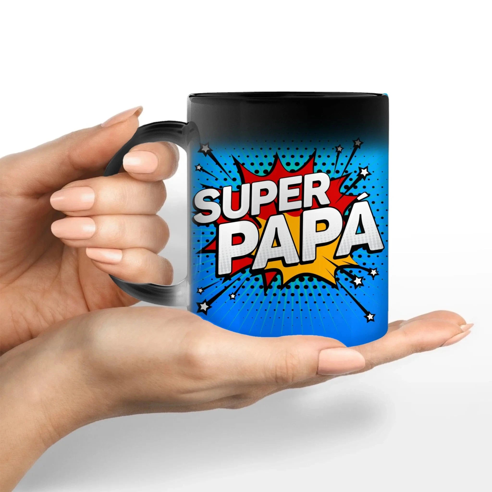 Motivtasse "SUPER PAPA" - Tasse Keramik-Zaubertasse / Schwarz / 330 ml von Schmidt Digitaldruck GmbH