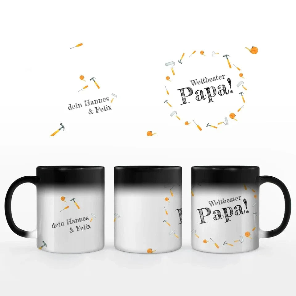 Motivtasse Vatertag "Hammer Papa" - Tasse Keramik-Zaubertasse / Schwarz / 330 ml von Schmidt Digitaldruck GmbH