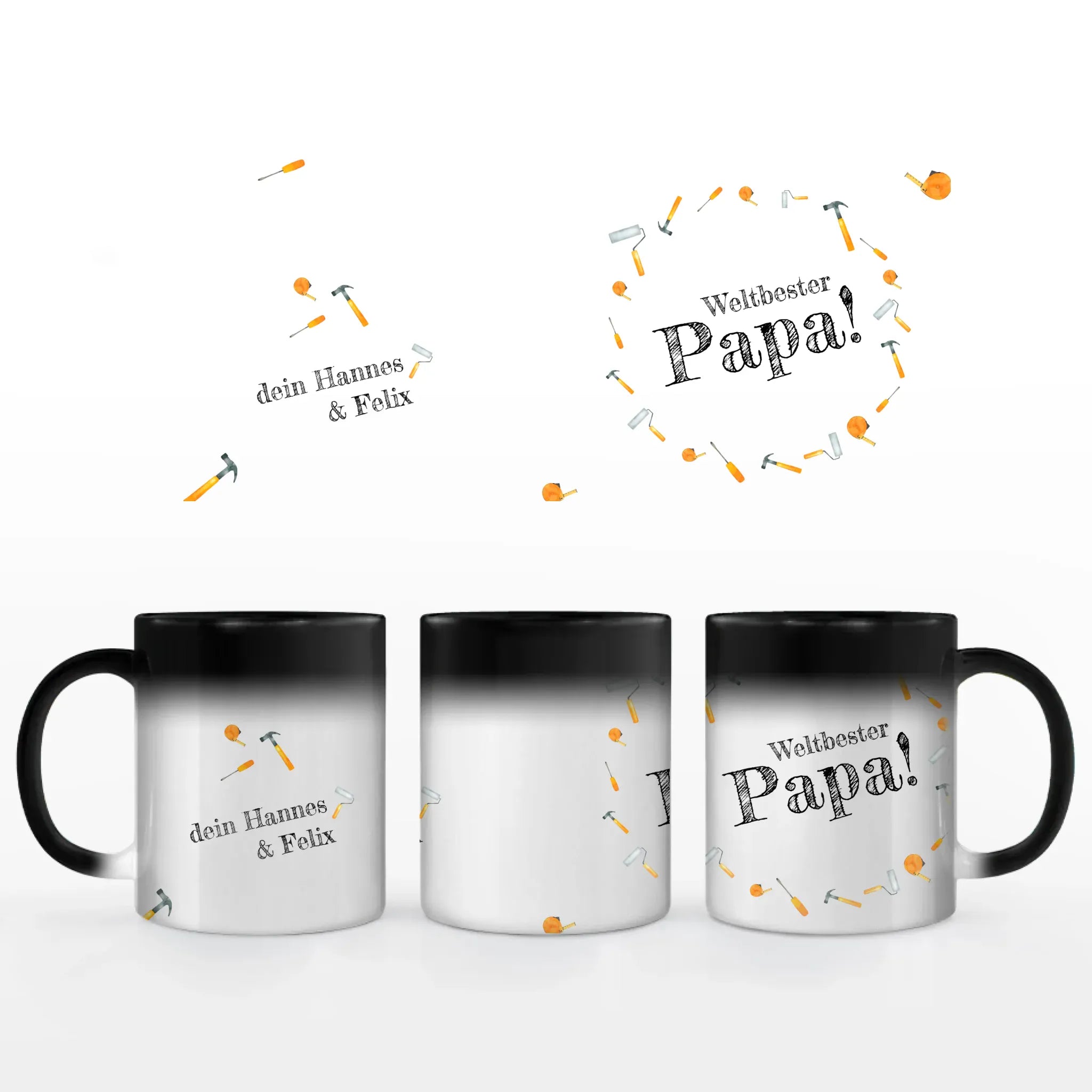 Motivtasse Vatertag "Hammer Papa" - Tasse Keramik-Zaubertasse / Schwarz / 330 ml von Schmidt Digitaldruck GmbH
