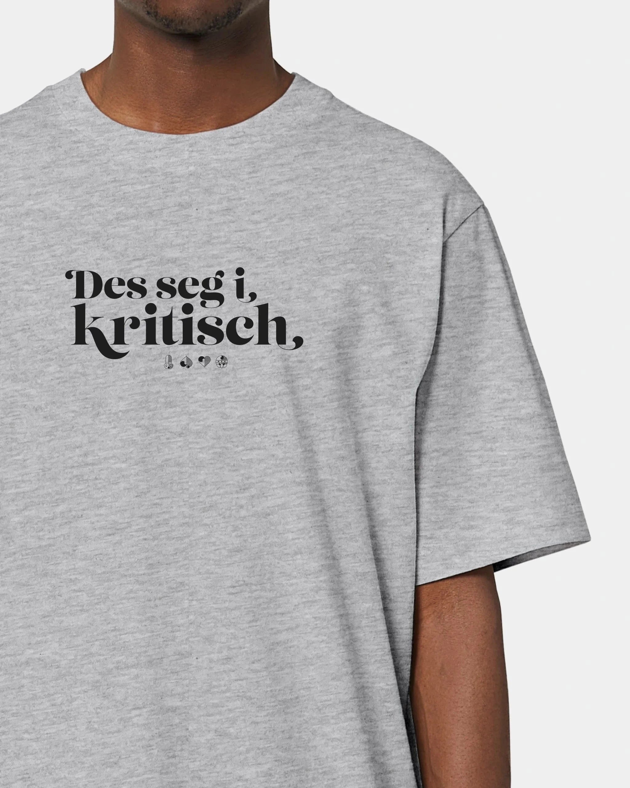 Personalisiertes T-Shirt "Watten - Des seg i kritisch" - Textil Oversized / Heather Grey / XXS von Schmidt Digitaldruck GmbH