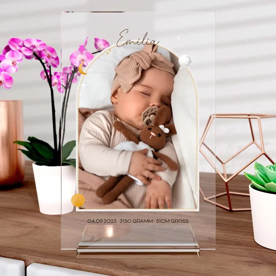 Sternchen Baby Aufsteller aus Glas - Customizer Acrylglas-Fotoaufsteller - Hoch-/Querformat / Hochformat / 20x30 cm von TeeInBlue