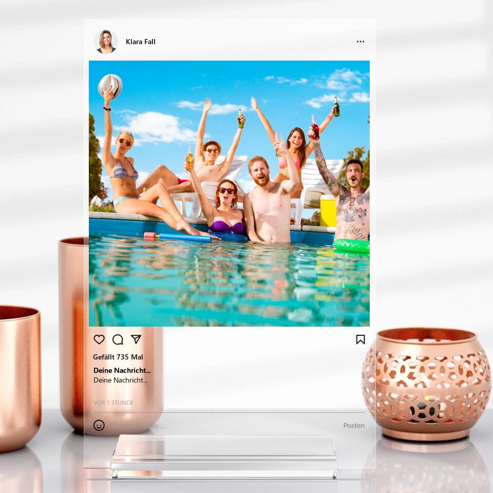 Instagram Post mit Bild als Geschenk - Customizer Acrylglas-Fotoaufsteller / Transparent / 20x30 cm von TeeInBlue