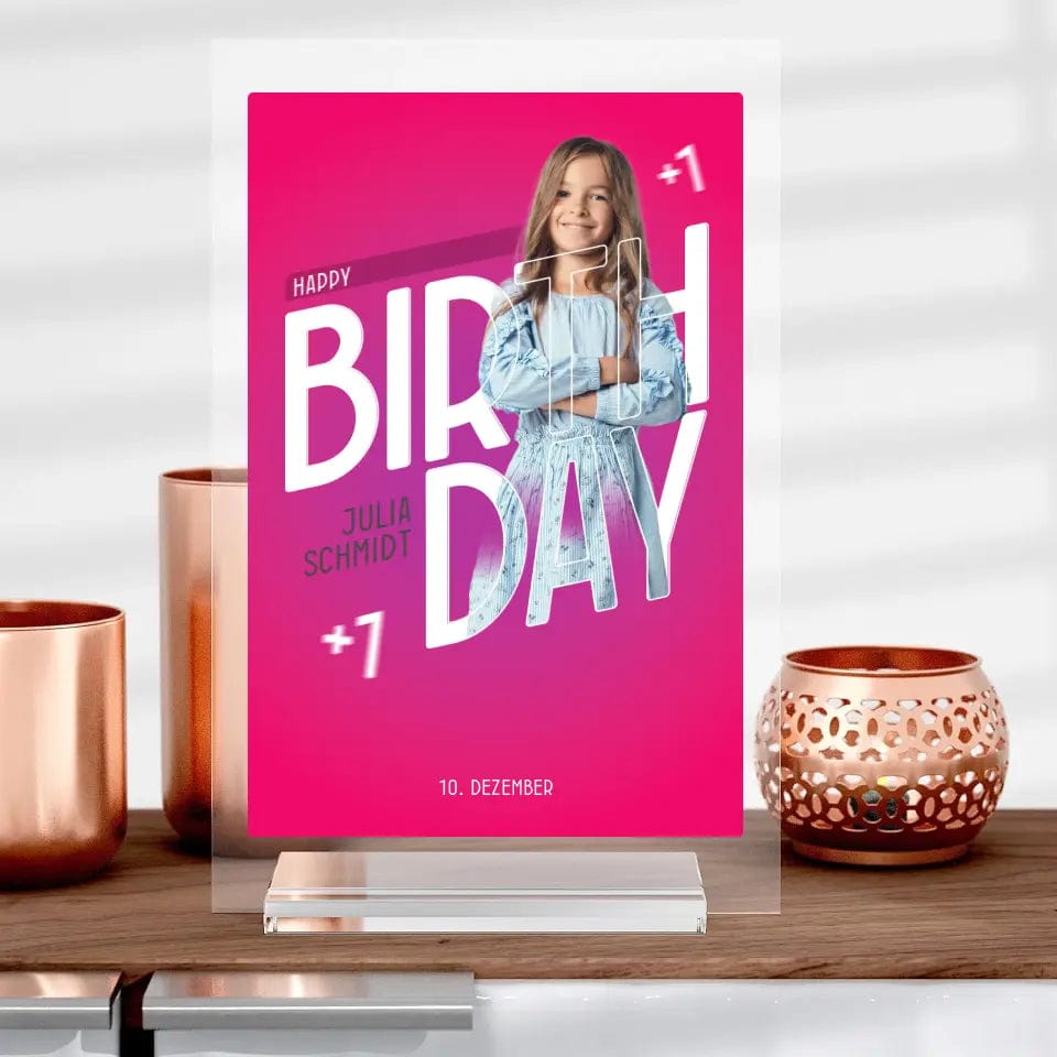 Happy Birthday Geburtstagsaufsteller aus Acrylglas - Customizer von TeeInBlue
