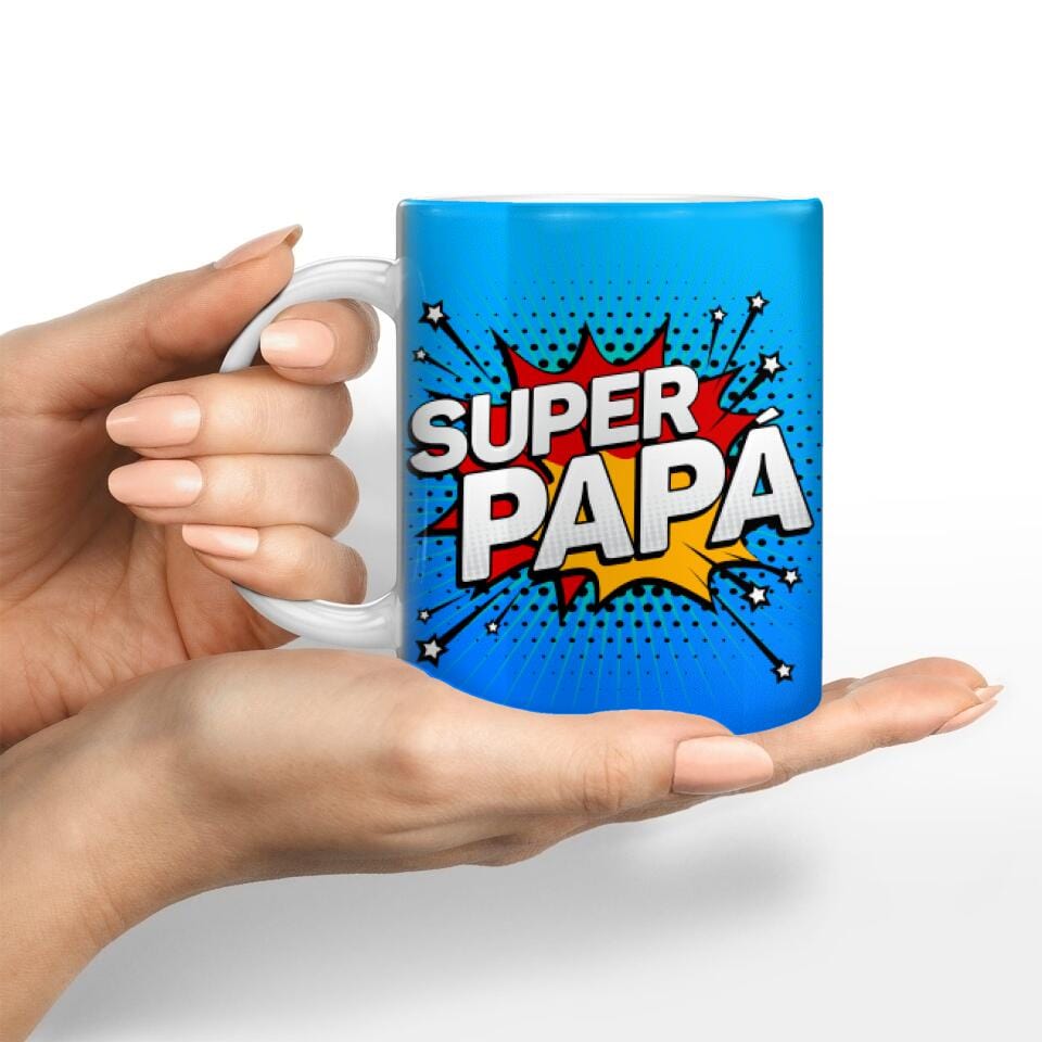 Motivtasse "SUPER PAPA" - Customizer Keramik-Tasse / Weiß / 330 ml von TeeInBlue