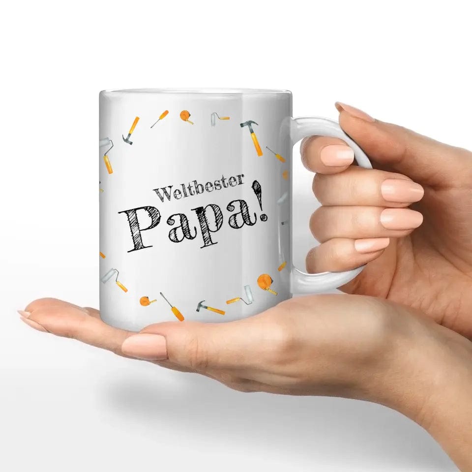 Motivtasse Vatertag "Hammer Papa" - Customizer Keramik-Tasse / Weiß / 330 ml von TeeInBlue