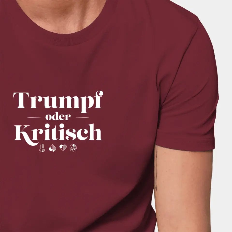 Personalisiertes T-Shirt "Watten - Trumpf oder Kritisch" - Customizer Stanley/Stella Creator / burgundy / XXS von TeeInBlue