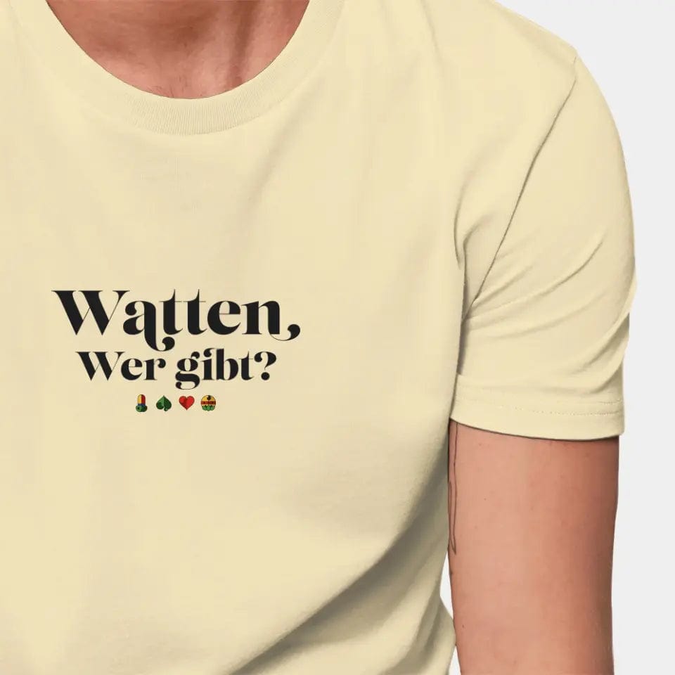 Personalisiertes T-Shirt "Watten - Wer gibt?" - Customizer Stanley/Stella Creator / butter / XXS von TeeInBlue