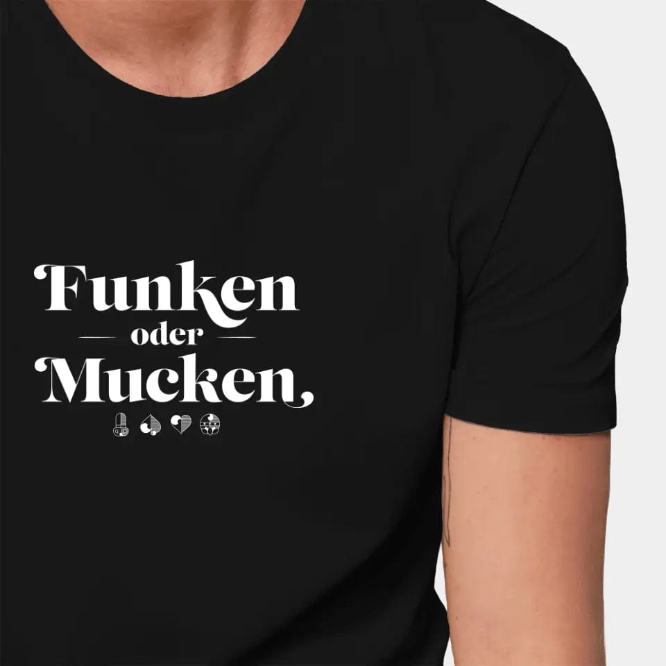 Personalisiertes T-Shirt "Watten - Funken oder Mucken" - Customizer Stanley/Stella Creator / schwarz / XXS von TeeInBlue